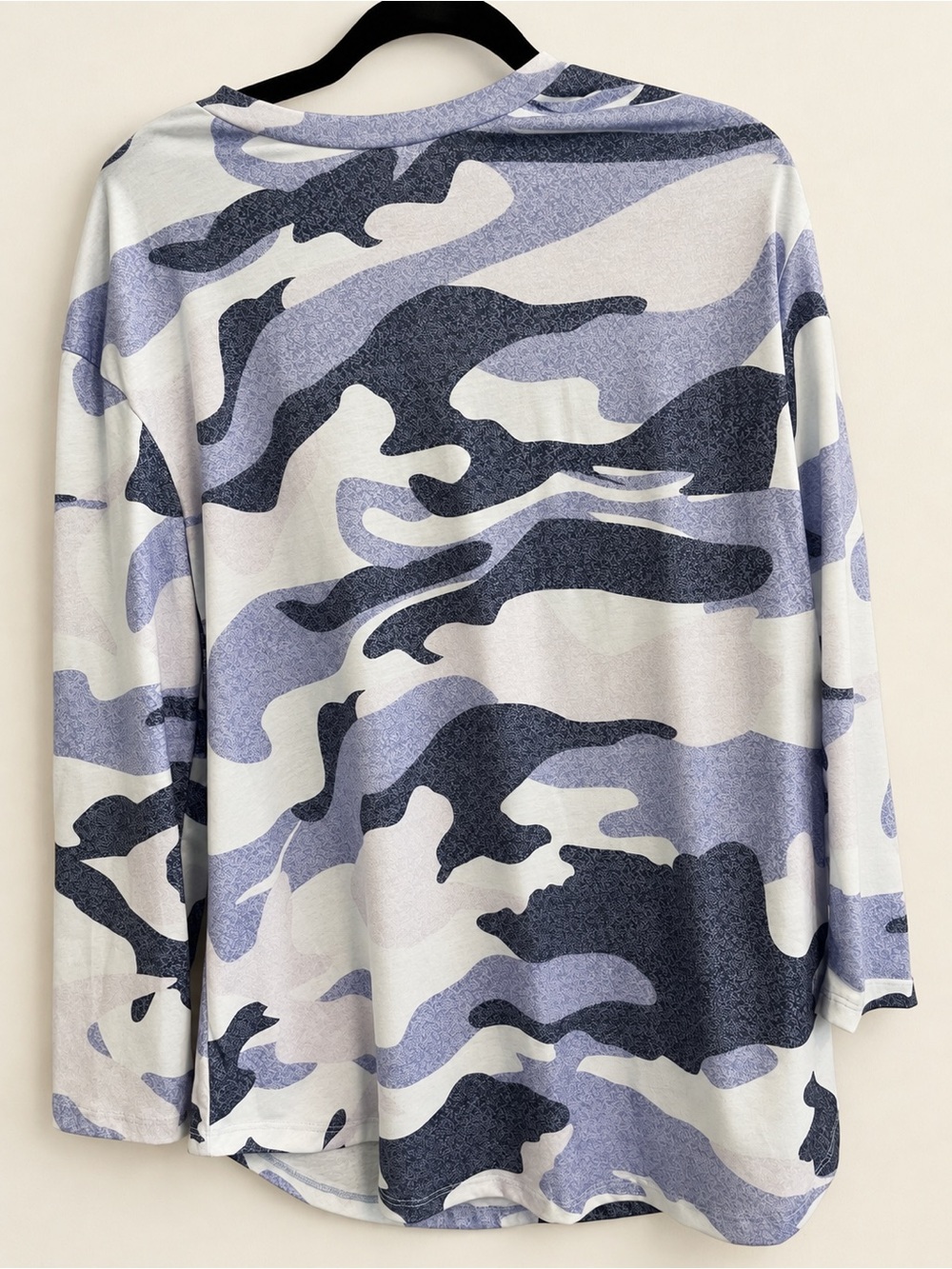 Blue Gray Camo Long Sleeve Relaxed Fit Top Medium